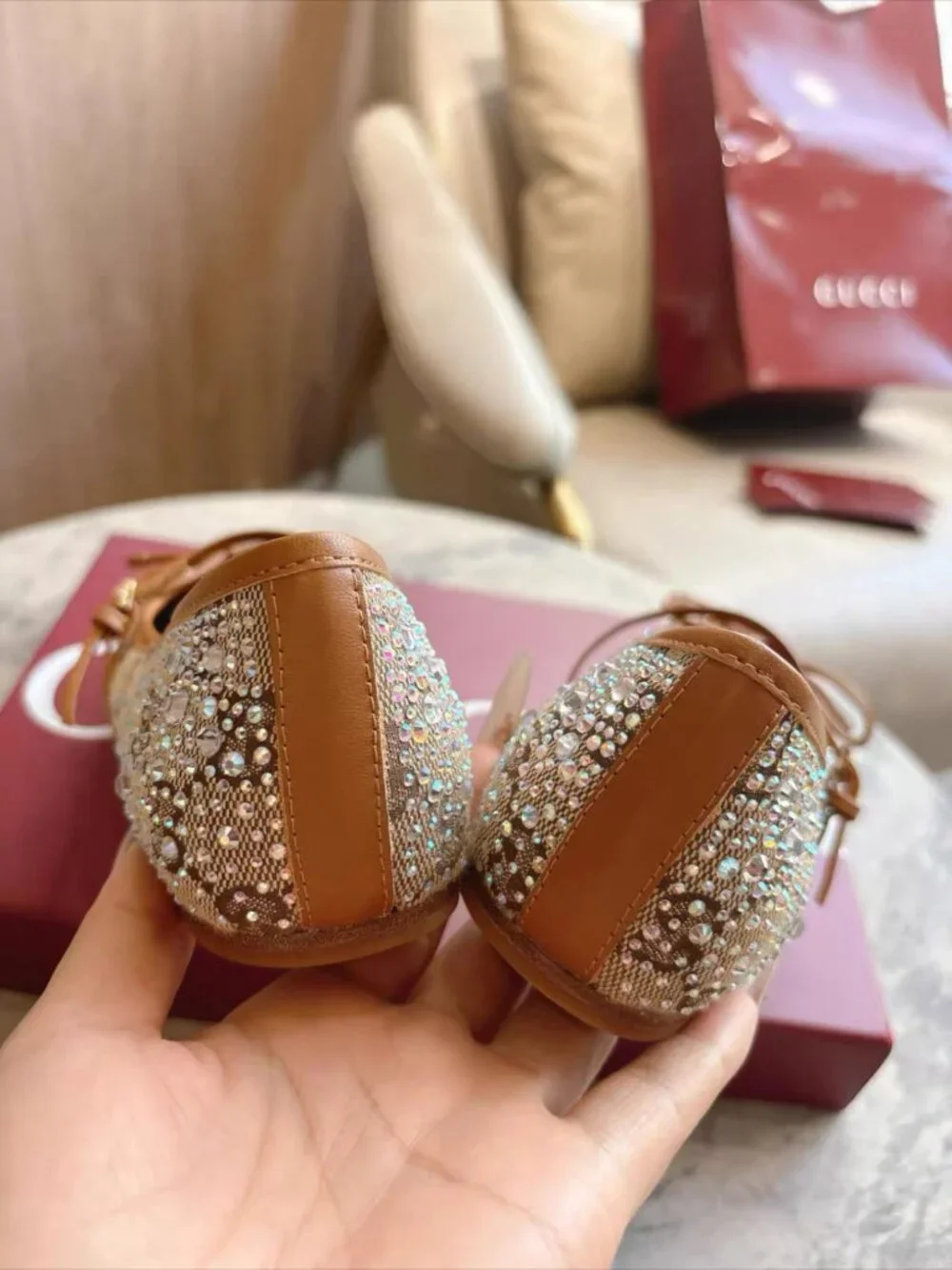 Gucci GG Crystal Mary Jane Ballet Flats